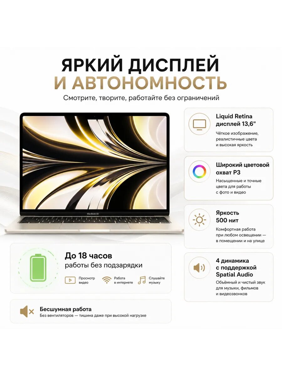 Ноутбук MacBook Air 13 М5 16/512 Midnight MDHE4 / русская гравировка — фото 1