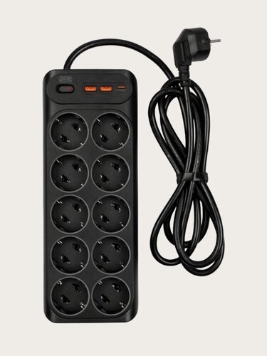 Изображение товара Сетевой фильтр Powercom SP-10 USB2A1СB 1.8м (10 розеток) черный (коробка)