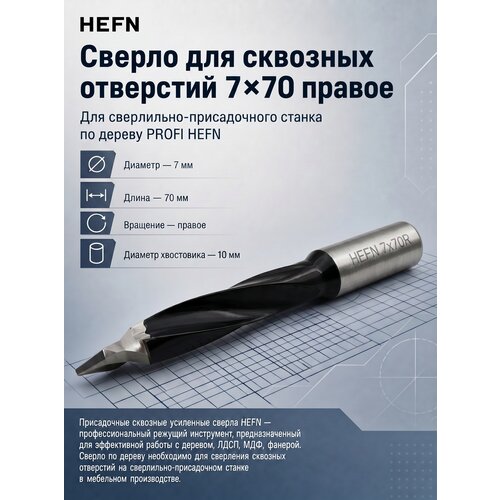 фото Сверло присадочное усиленное сквозное 7х70 s 10x20 rh profi hefn red samurai