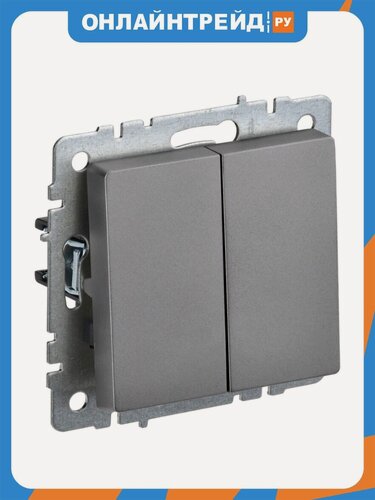 Изображение товара Выключатель Iek 2-кл. СП BRITE ВС10-2-0-БрС 10А сталь, BR-V20-0-10-K46
