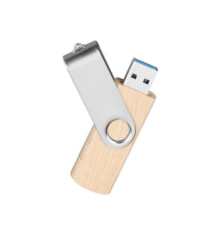 Кленовый деревянный USB-накопитель типа C 128 ГБ, высокоскоростная передача данных для iPhone 15+ и Android, устойчивый