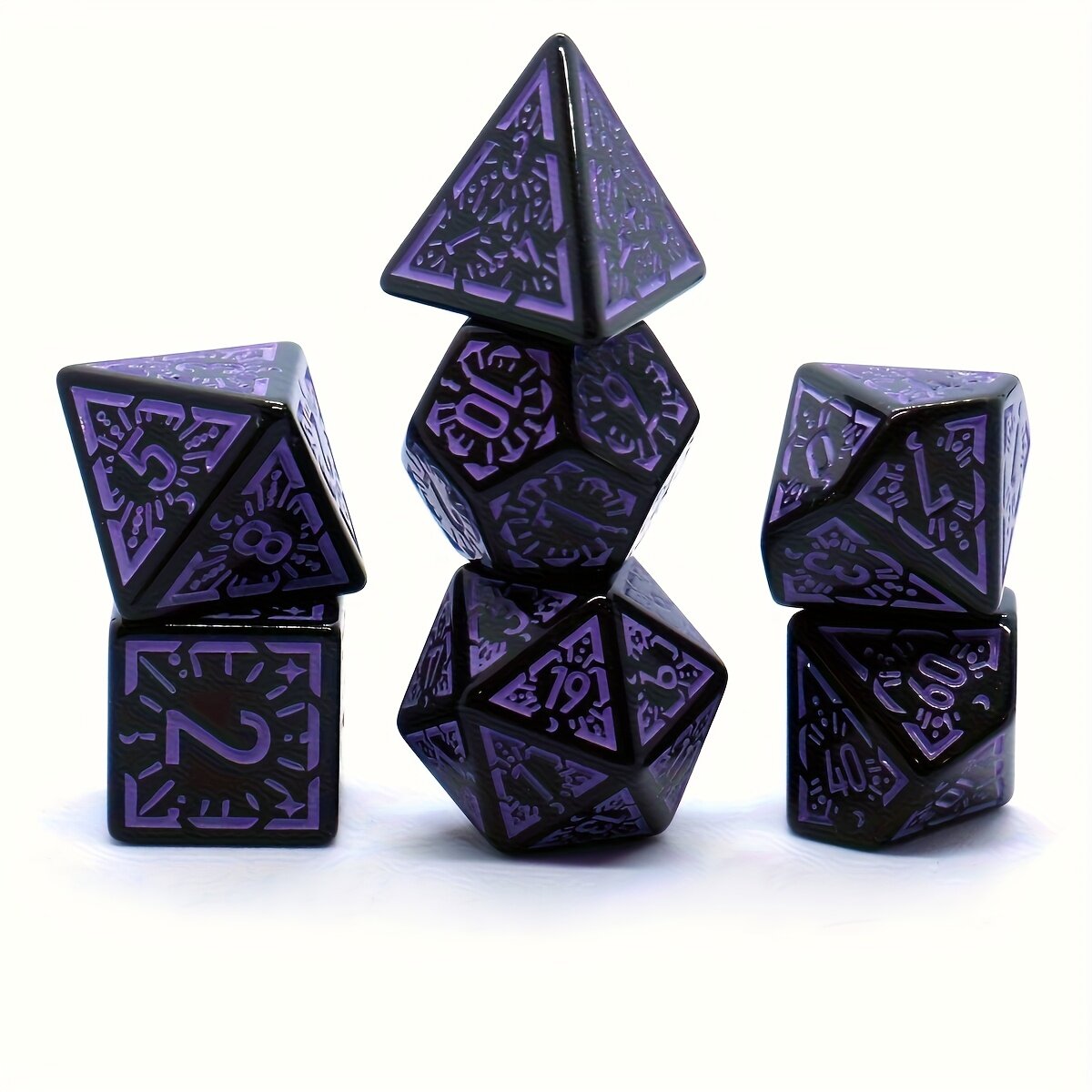 Классический набор игральных костей для настольной игры с рунами, фиолетовый