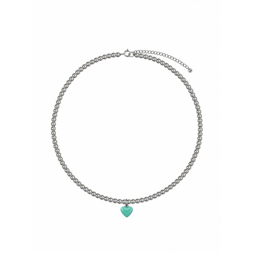 Колье LU Jewel, длина 34 см, серебряный, голубой