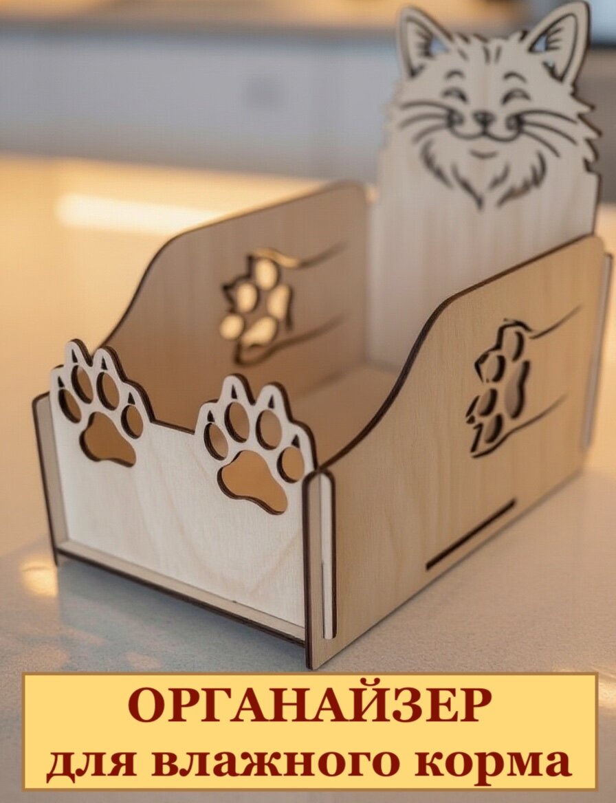 Органайзер деревянный для влажного корма для кошек, разборный