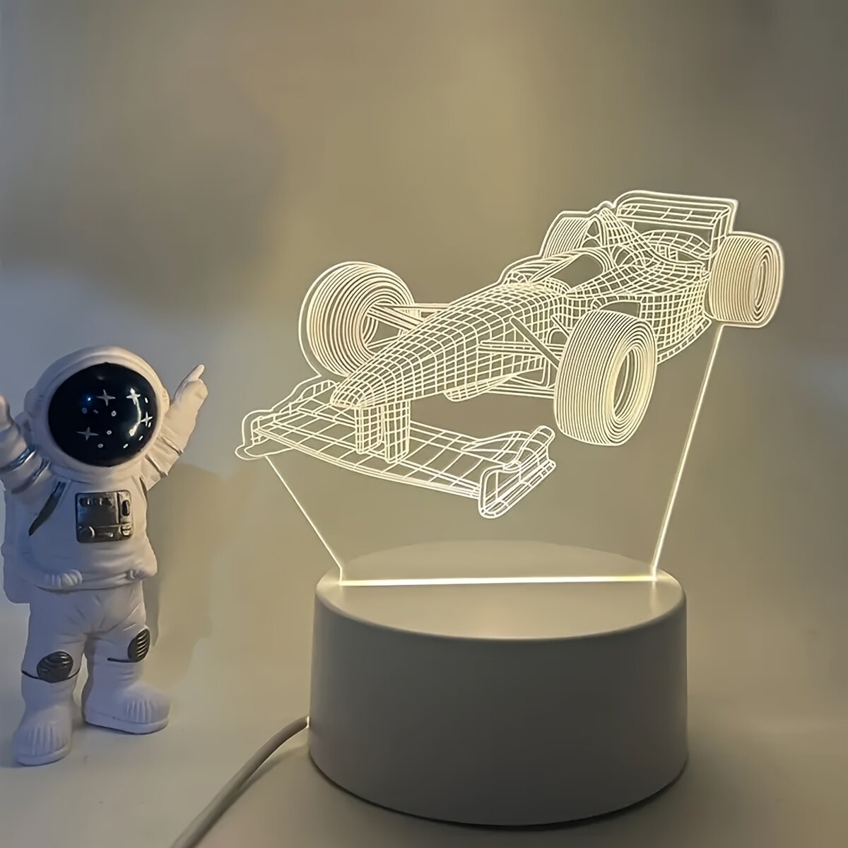 3D-ночник "Формула-рейсинг" с монохромным теплым светом, USB-подключение, 1 шт.