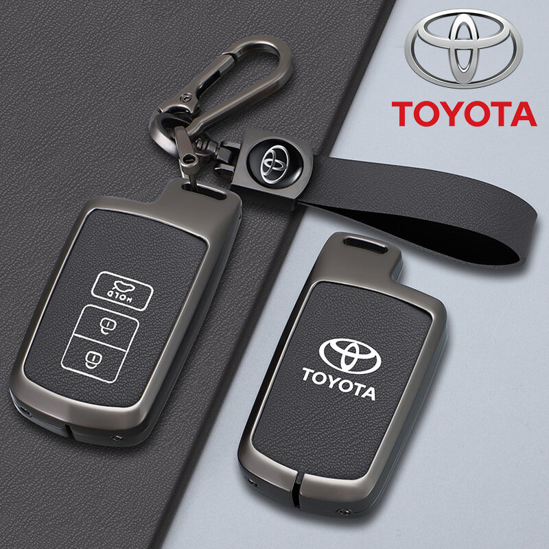Toyota Land Cruiser 2016-2017 Двухкнопочный ключевой чехол в ночном зеленом цвете с ремешком для использования в разных