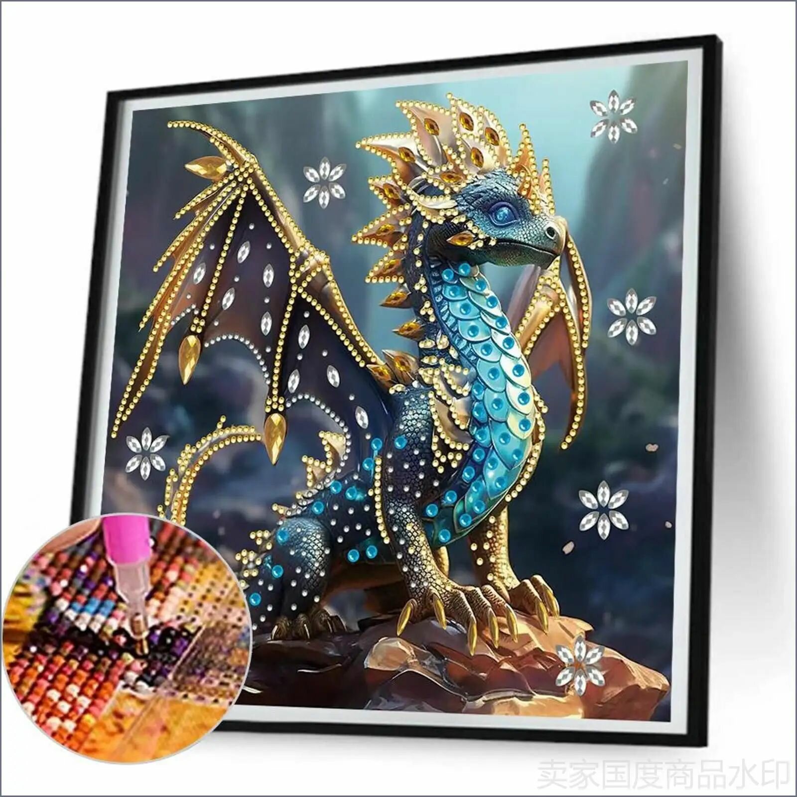 Частичная алмазная живопись Змейка 30x30 см из смолы