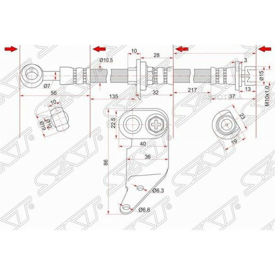 Шланг тормозной FR HONDA ODYSSEY/AVANCIER LH 99- SAT ST01465S2X000