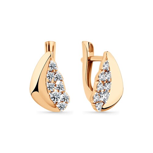 фото Серьги diamant online, красное золото, 585 проба, фианит, , прозрачный