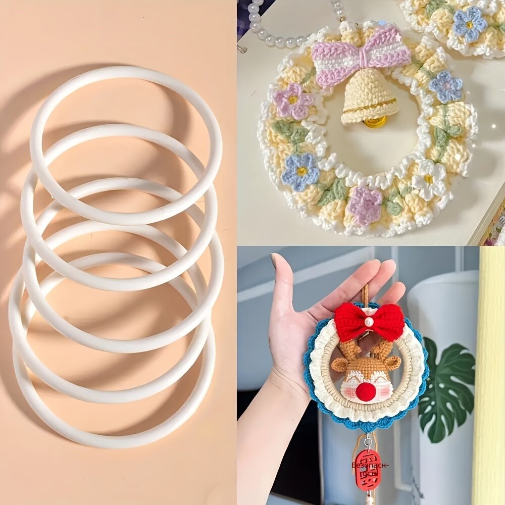 5 шт, белые многофункциональные утолщенные кольца для рукоделия, вязания крючком, изготовления сумок, подвесного декора, автомобильных деталей и кукол ручной работы