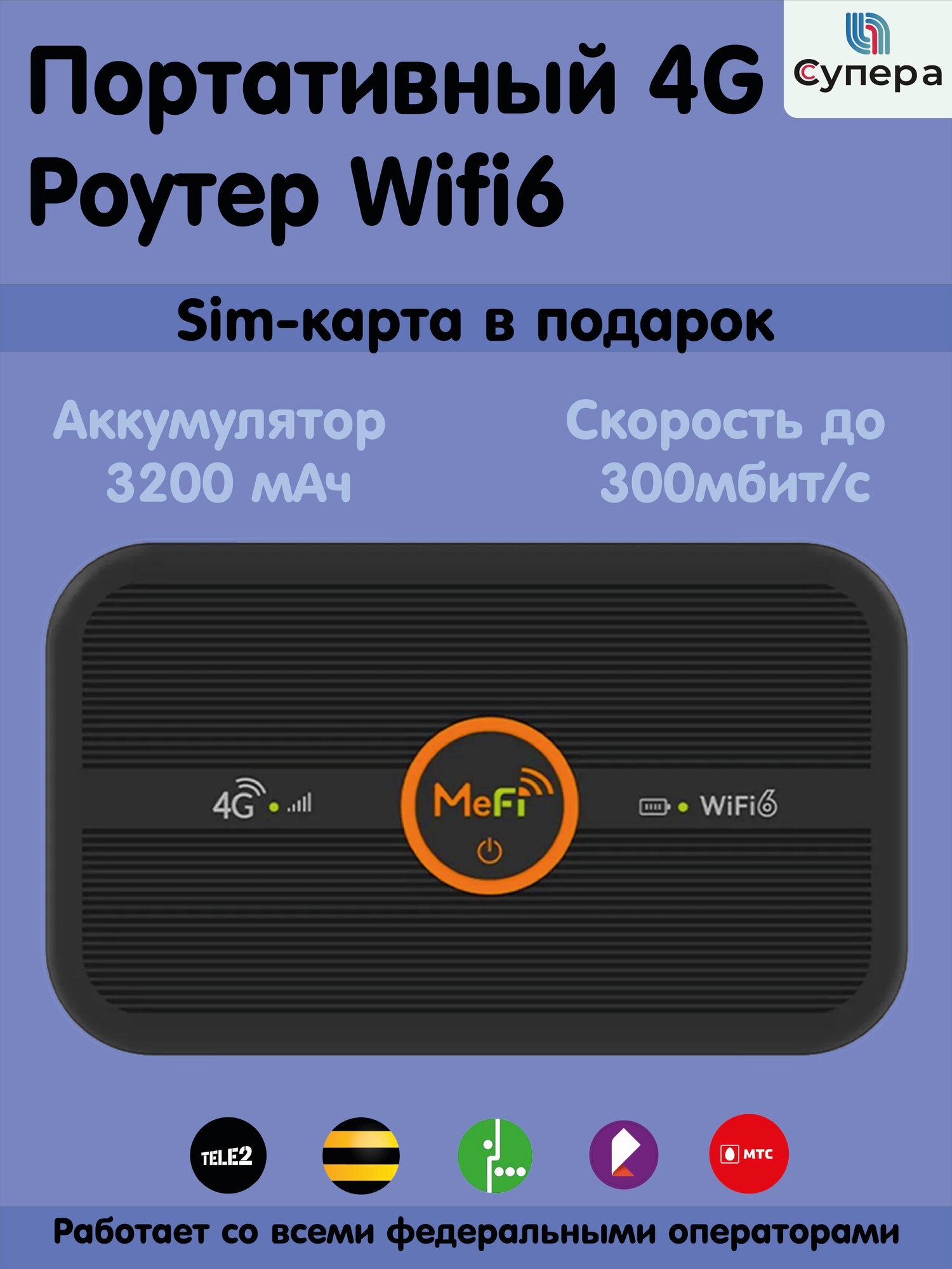 Портативный роутер 4G Wifi6