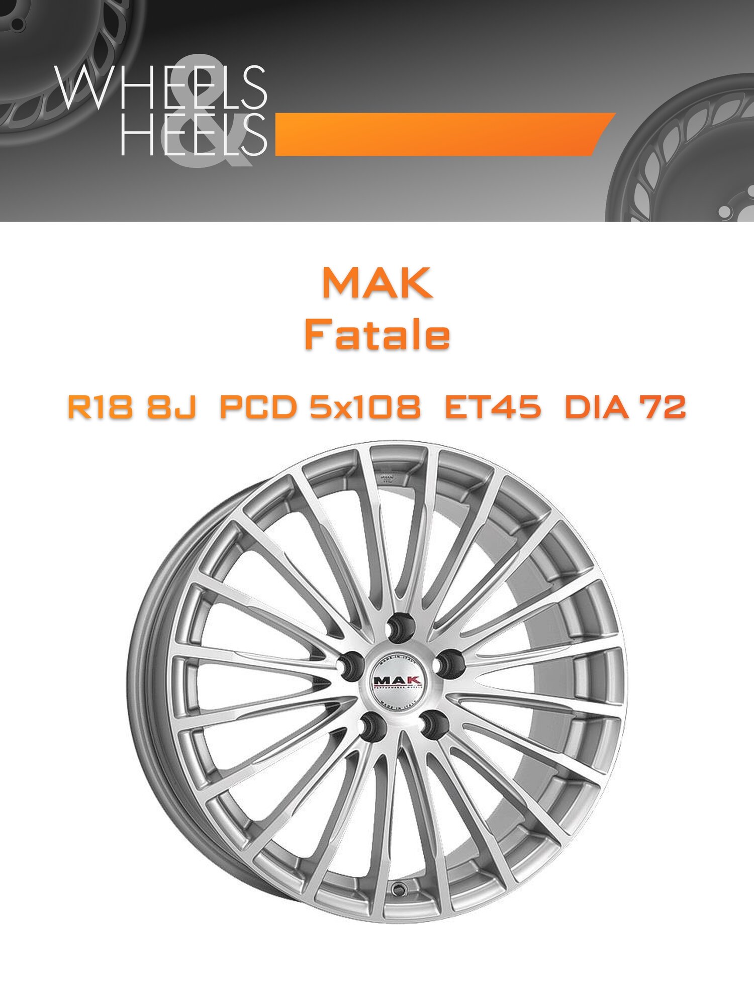 Диск автомобильный литой MAK Fatale 18x8 5x108 et45 dia72 Серебристый