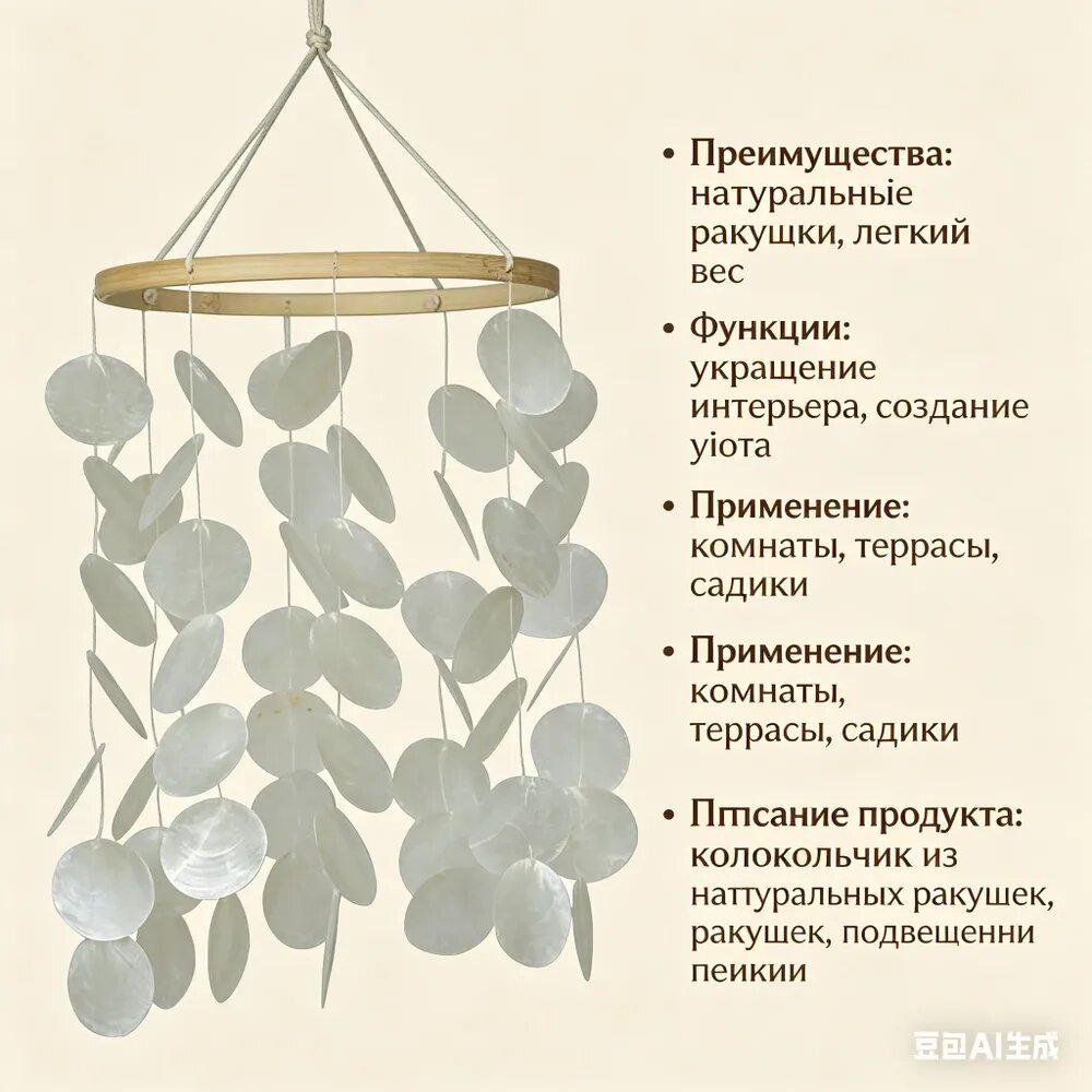 Декоративные ветряные колокольчики из ракушек, готовые, без сборки, для сада и улицы