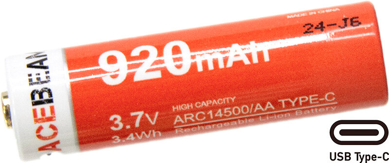 Аккумулятор 14500 ARC14500 920 mAh Li-ion USB-C (защищённый)