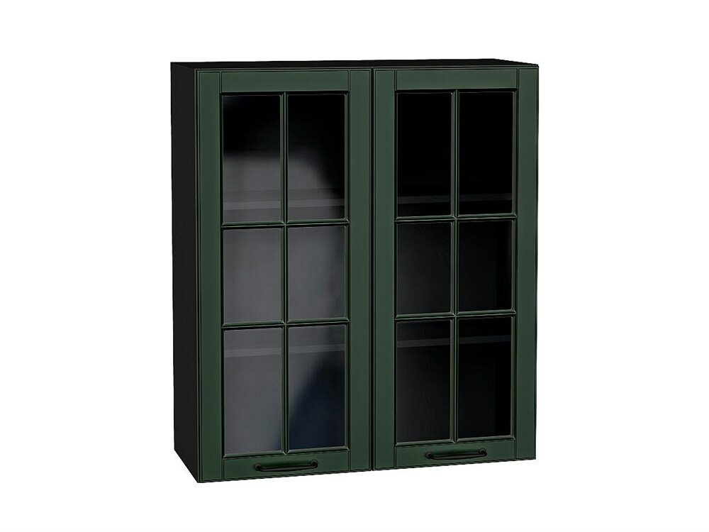 VVT Шкаф верхний с 2-мя остекленными дверцами Дублин Graphite, Special Green, 920, 800 В*Ш*Г 920*800*318, фасад МДФ/Стекло Special Green, корпус Graphite Special Green