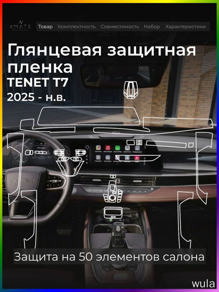 Пленка защитная салонная Tenet T7 глянцевая набор из 50 элементов для автомобиля наклейки