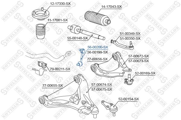 Тяга стабилизатора переднего левая Mitsubishi L200 KB4T 2.5D-ID 06, STELLOX 5600200SX