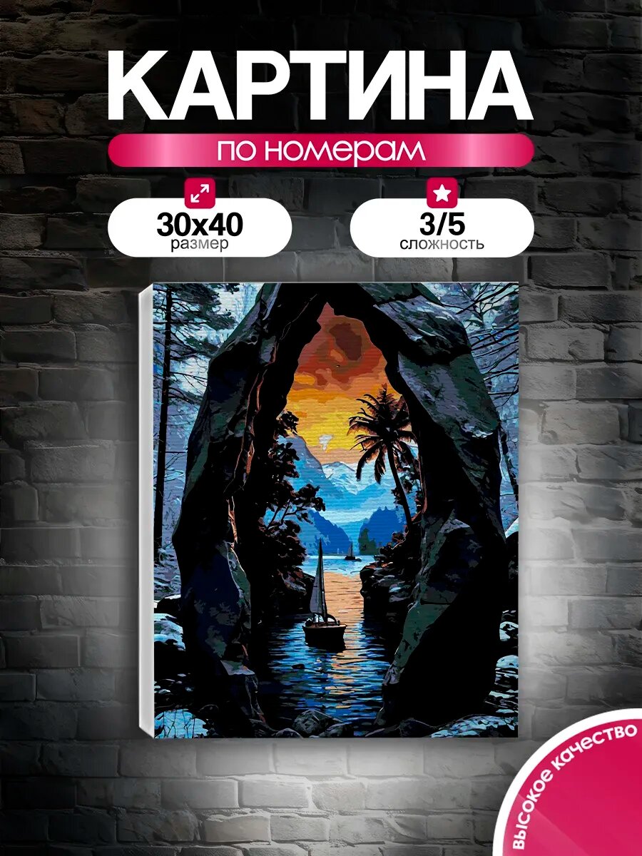 Картина по номерам 30x40 Окно в тропики