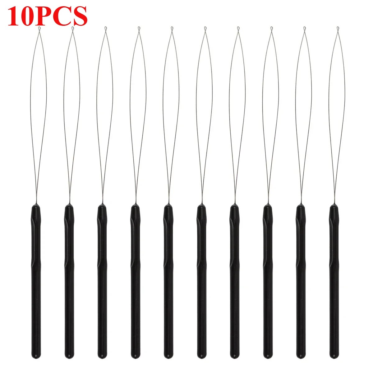 Иглы-петли для наращивания волос 10 шт, набор, пластик, металл 10pcs black