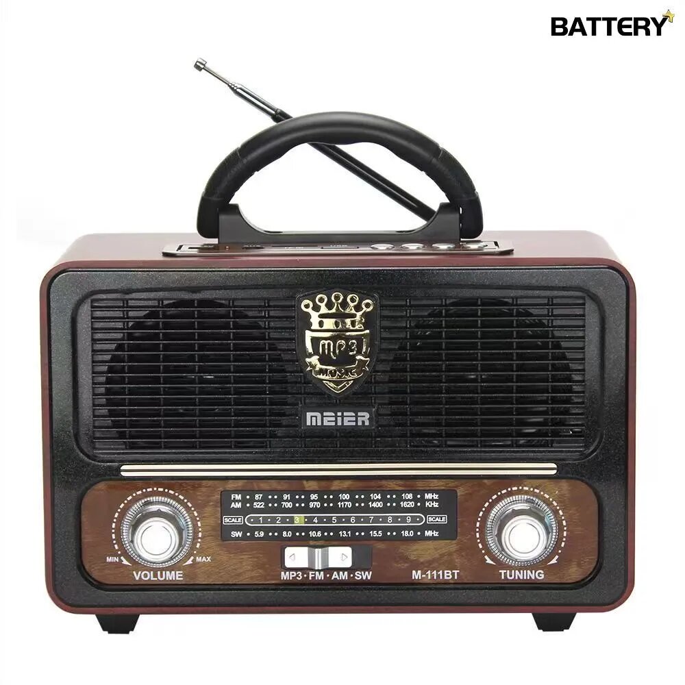 Колонка блютуз радио ретро Meier M-111BT Bluetooth 5.0 MP3 FM USB Золотой