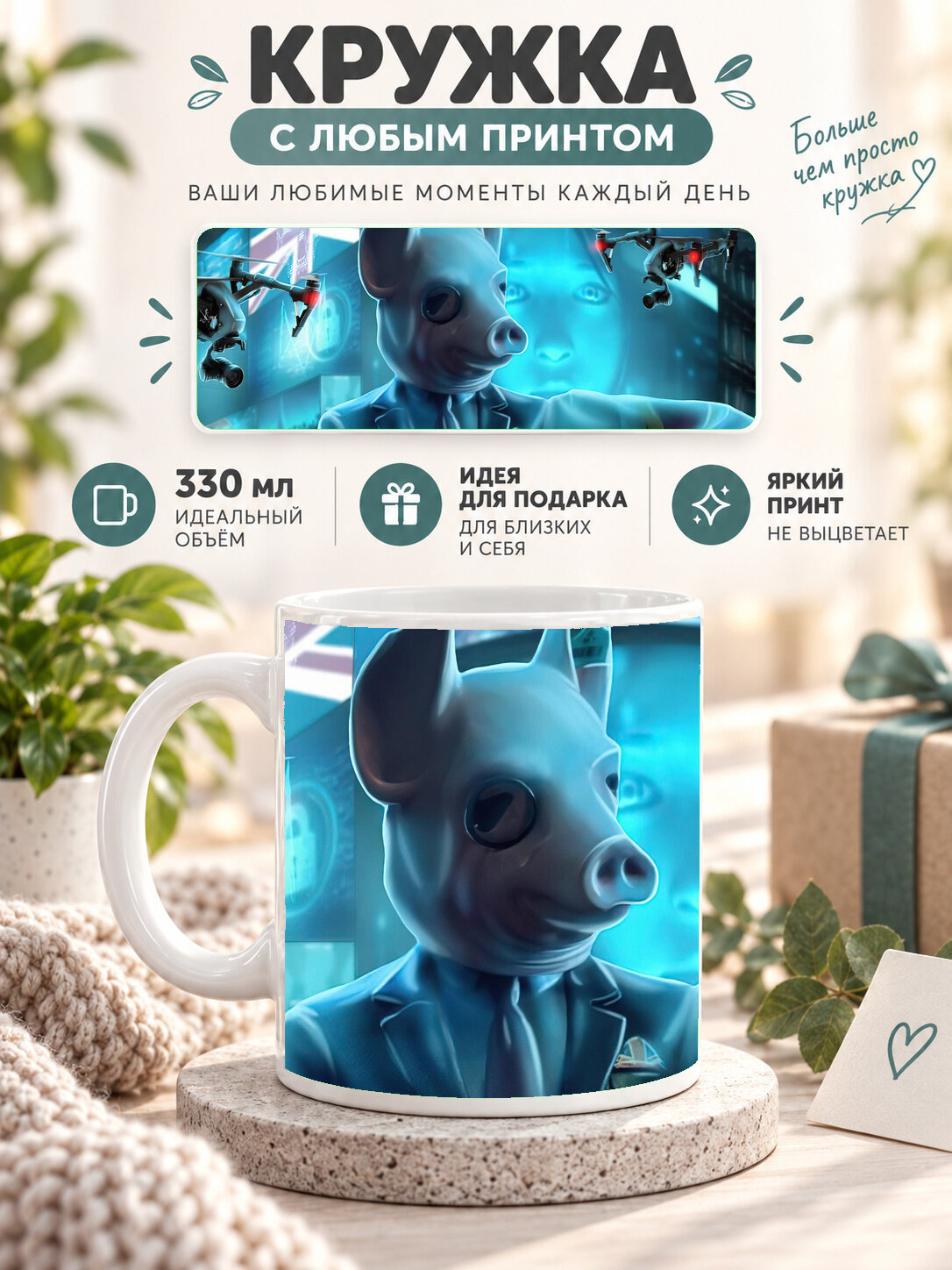 Подарочная кружка MoodRoom 330 мл, керамическая и глянцевая, белая с принтом Hot Wheels Unleashed, MUG3309365