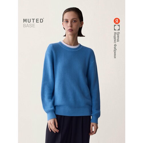 фото Свитер muted base свободного кроя из хлопка, размер 2xs-xs, , голубой