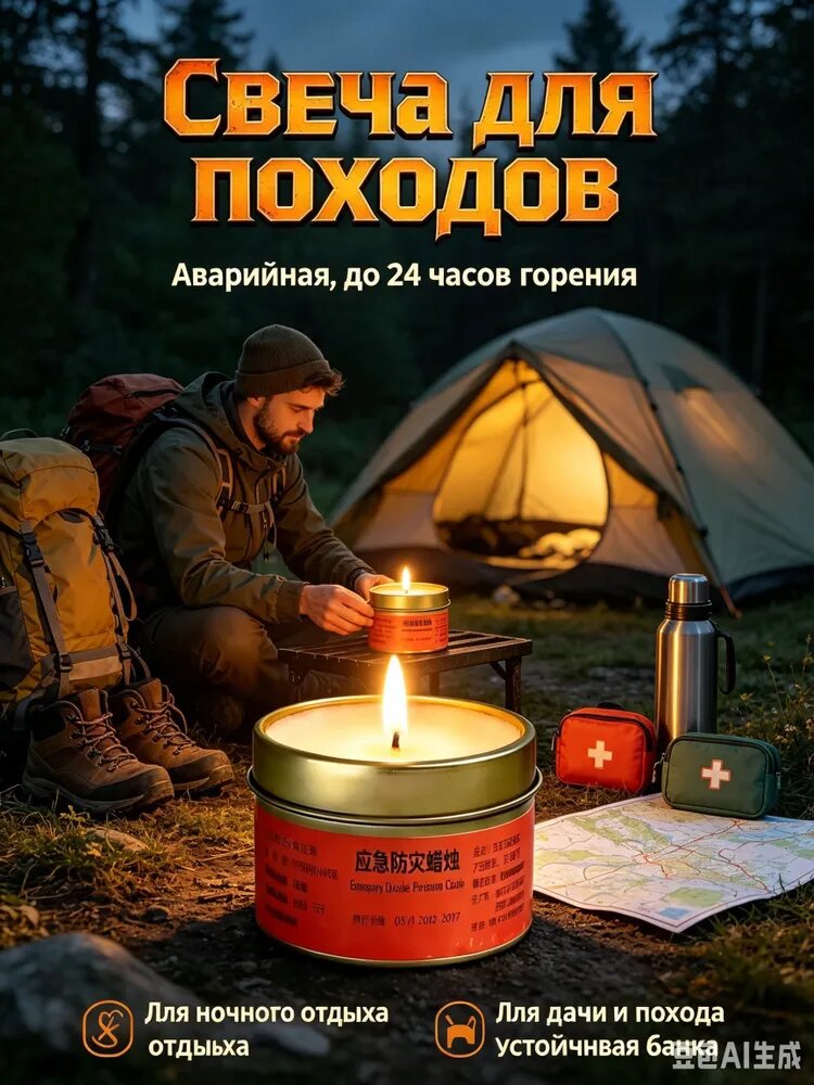 Свеча "Без отдушки" 4 см х 6 см 6 шт
