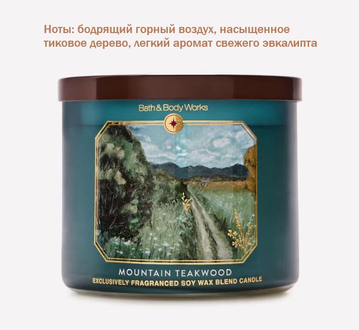 Bath and Body Works свеча ароматическая с 3-мя фитилями Mountain Teakwood