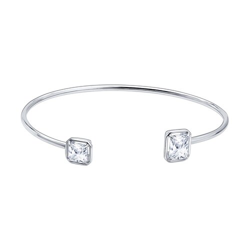 фото Браслет diamant online, серебро, 925 проба, родирование, фианит, длина 17 см., прозрачный