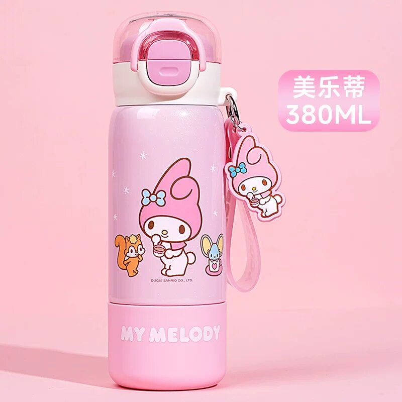 380 мл Нержавеющая сталь детская бутылка с тройным питьем, пищевая нержавеющая сталь 316, дизайн My Melody розовый