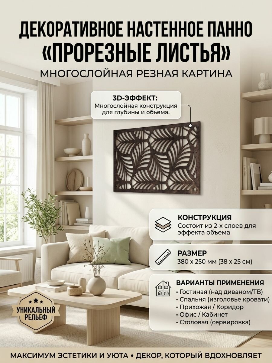 Декоративное настенное панно Прорезные листья