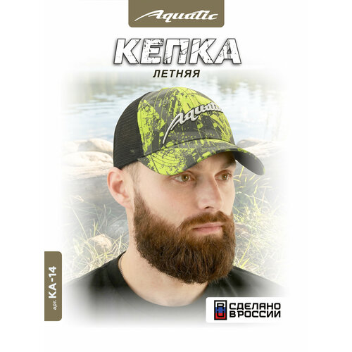фото Кепка aquatic "camo lime khaki", мужская, летняя, с сеткой, для охоты/рыбалки