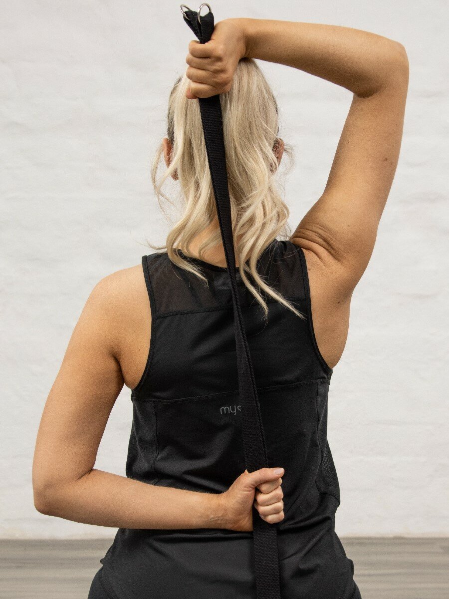 Ремень для йоги MYGA Yoga Belt and Sling 2 в 1, размер 180х3 см, ремень для коврика, чёрный — фото 1