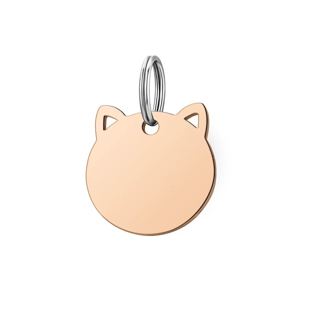 Пустая бирка для кошки Rose Gold с ушками