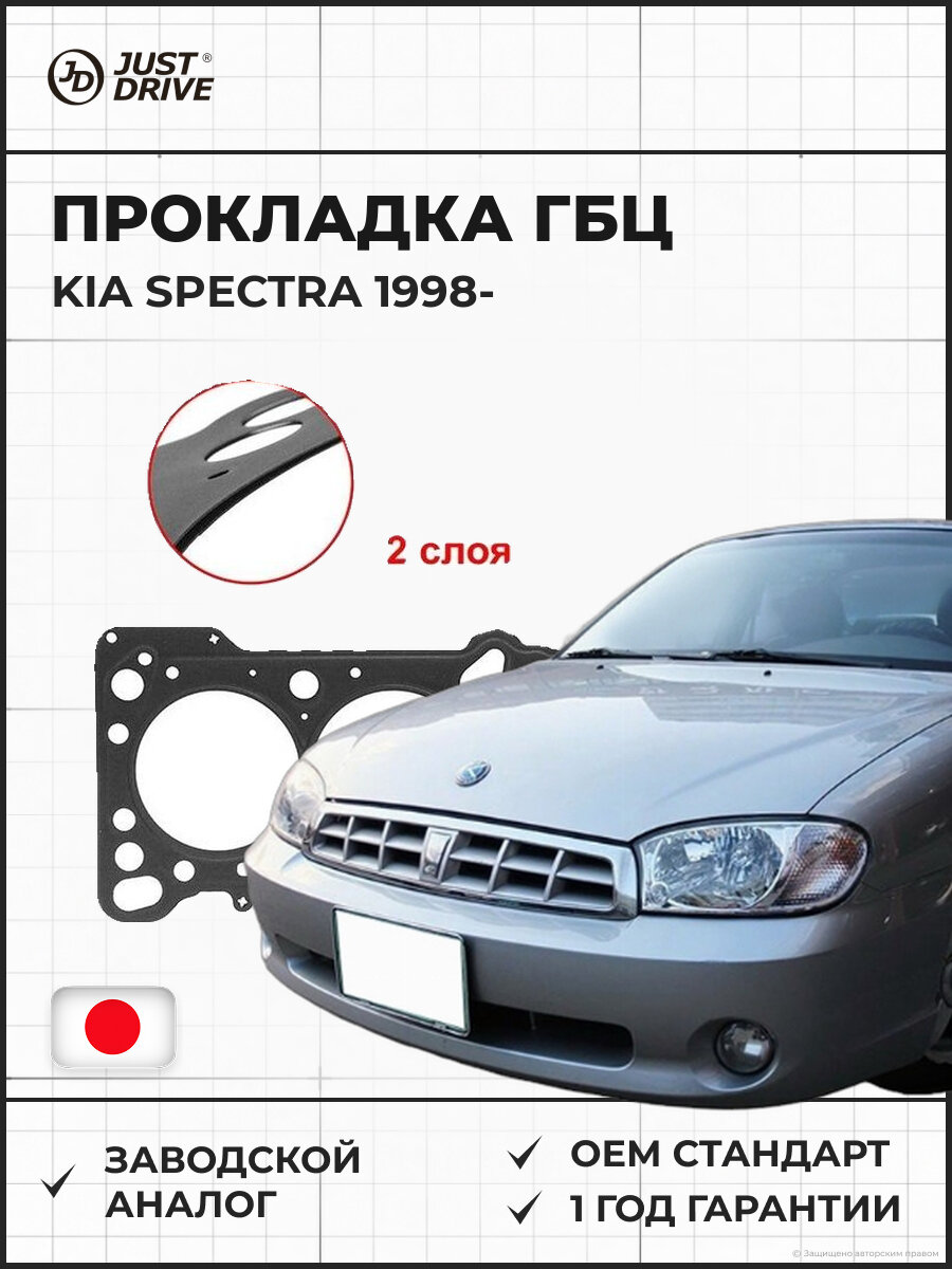 Прокладка ГБЦ JUST DRIVE JPC0198 KIA Spectra Киа 1.5 DOHC - Спектра с 1998