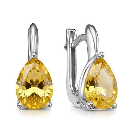 фото Серьги яхонт, серебро, 925 проба, фианит