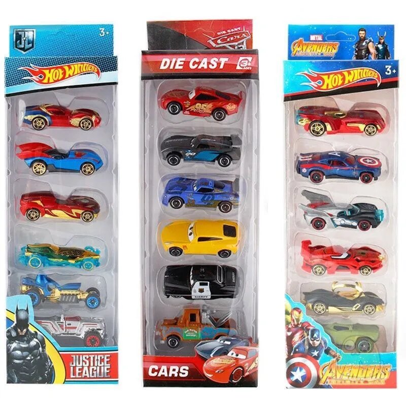 6 шт. Машинки-игрушки Batman Batmobile Patrol Avengers Justice League Diecast