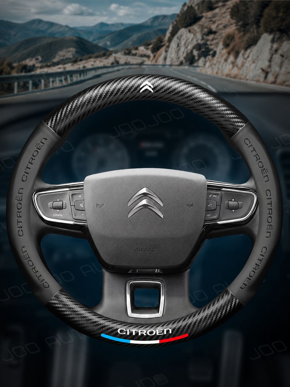 Оплетка на руль чехол из экокожи Citroen Форма круглая Размер M Диаметр 37-39 см