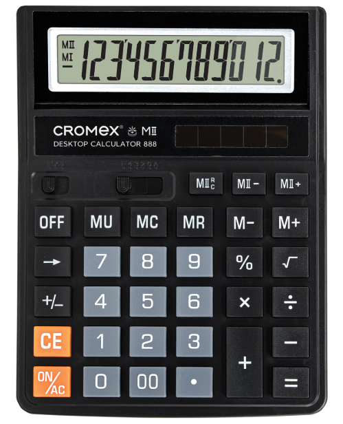 Калькулятор настольный СROMEX 888 (185x145 мм), 12 разрядов, черный, 271728