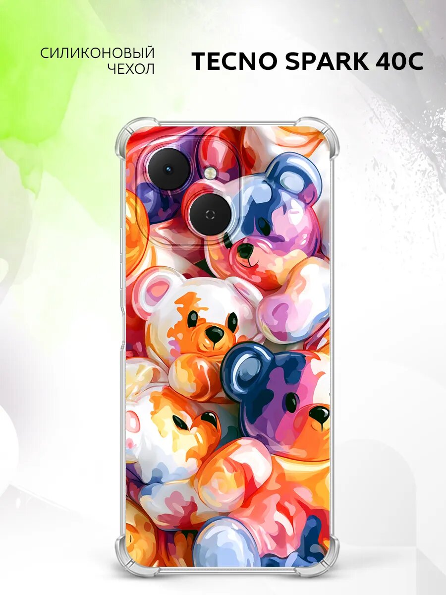 Чехол на Tecno Spark 40C, Техно Спарк 40С, с защитой углов, с рисунком