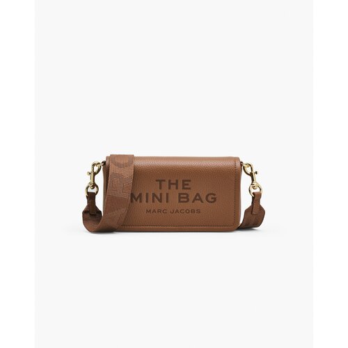 Сумка кросс-боди MARC JACOBS The Leather Mini Bag, фактура зернистая, коричневый