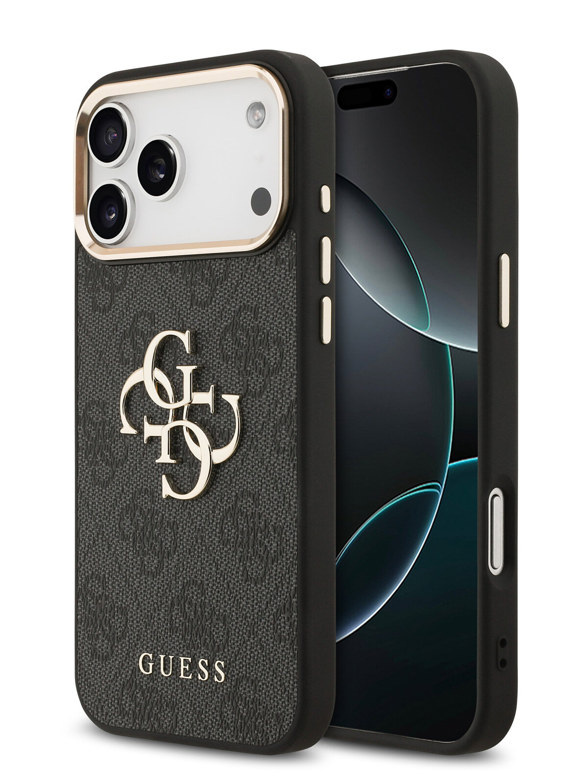 Чехол Guess на iPhone 18 Pro Max/17 Pro Max из экокожи, с металлической фурнитурой, с защитой камеры, черный