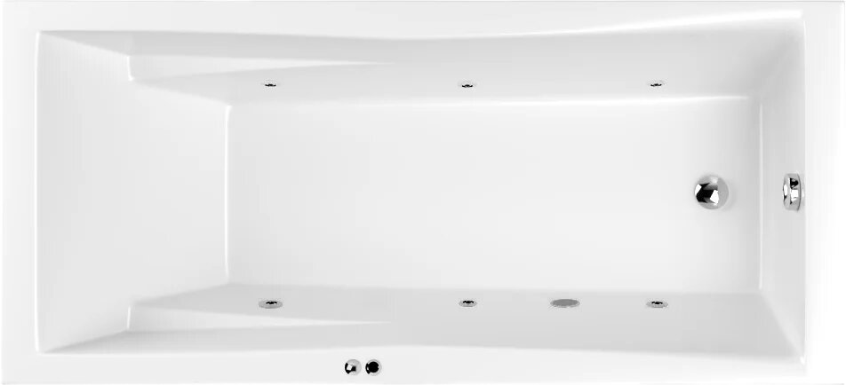 Акриловая ванна WHITECROSS Palace Soft 169x75, с каркасом, пристенная, встраиваемая, белая, глянцевая, со сливом-переливом, прямоугольная, с подлокотниками, с гидромассажем