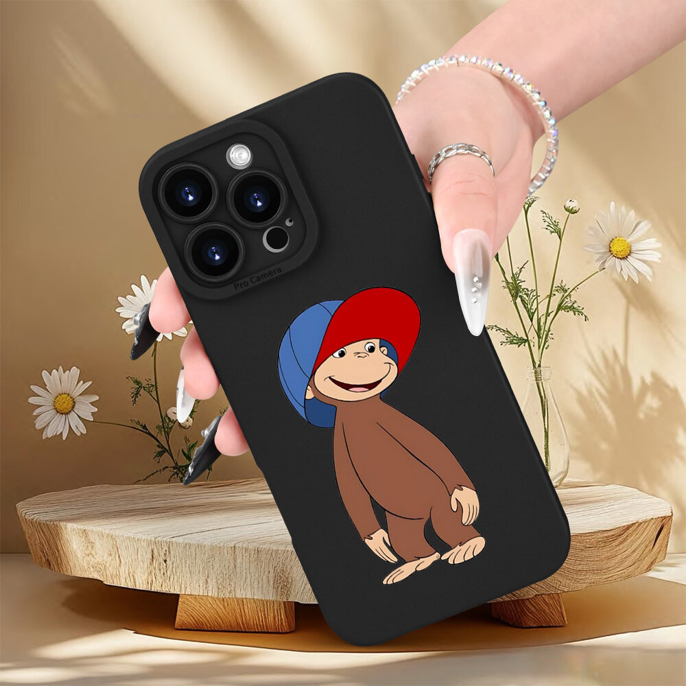 Чехол для смартфона с рисунком мультяшной обезьяны в шляпе, цвет черный, модель 8