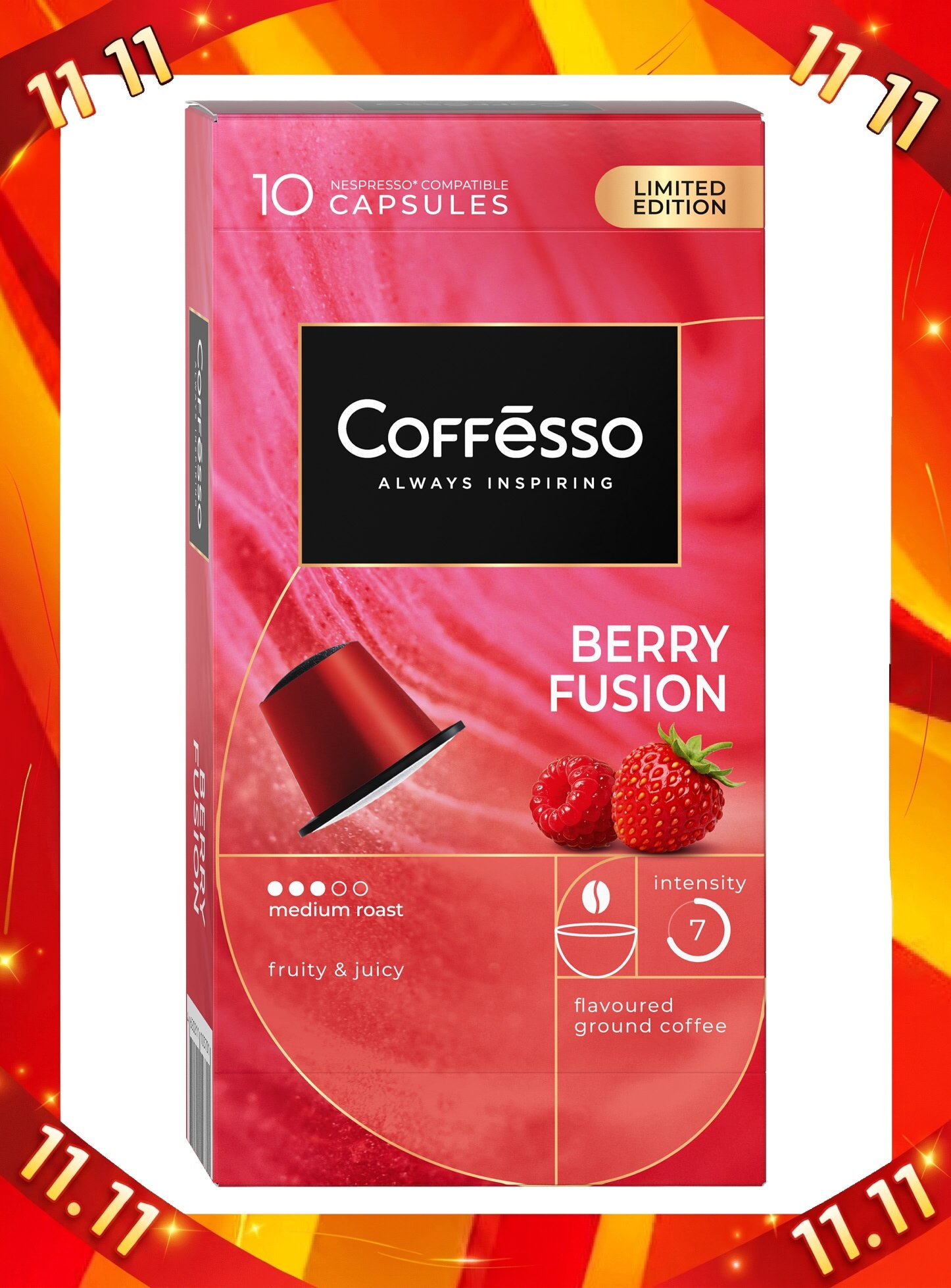 Кофе в капсулах Coffesso "Berry Fusion", капсулы для кофемашины nespresso, средняя обжарка, 10 шт по 5г