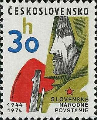 (1974-034) Марка Чехословакия "Словацкое восстание" Национальные юбилеи III