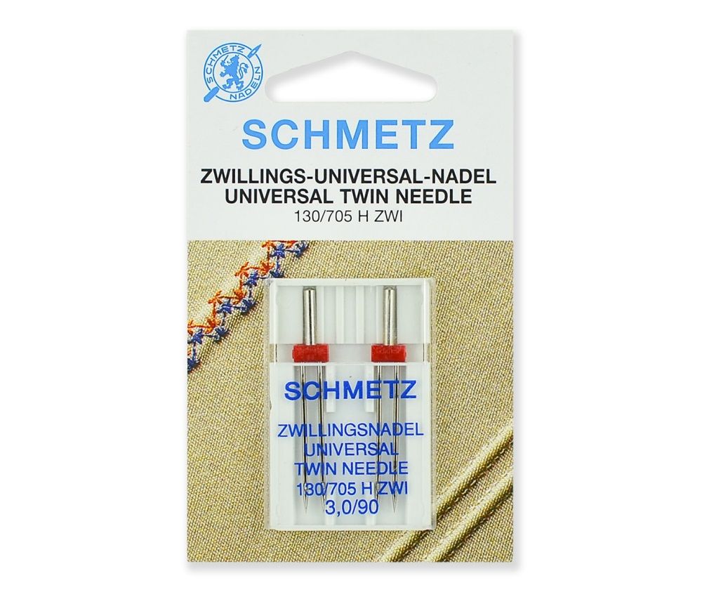 Иглы SCHMETZ стандартные двойные 130/705H ZWI № 90/3.0, 2 шт.