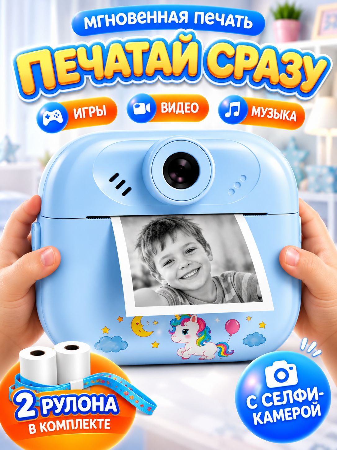 Детская камера с мгновенной печатью