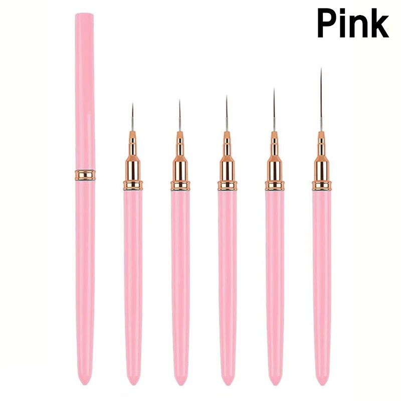 Набор из 5 кистей для дизайна ногтей Professional Pink