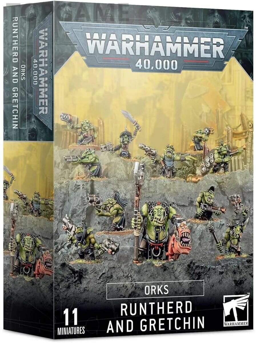 Миниатюры Warhammer 40000 Orks Runtherd and Gretchin, 11 миниатюрных моделей для настольной игры